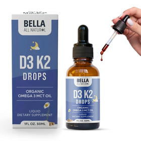 Bouteille de gouttes de vitamine D3 K2 bio Bella All Natural