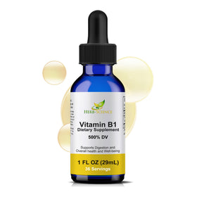 Bouteille de gouttes liquides de Vitamine B1 Herb-Science 1 fl oz