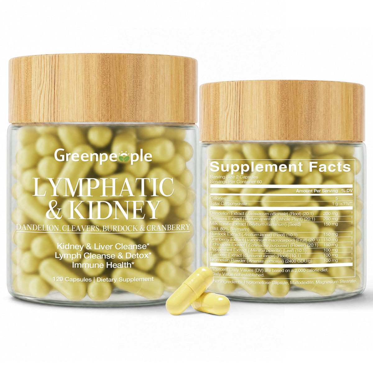 Bouteille de GREENPEOPLE Drainage Lymphatique 240 Capsules vue de face