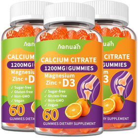Bouteille de gummies Aanuan Calcium Citrate 600mg avec D3, Zinc, Magnésium
