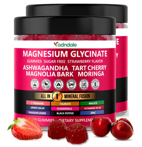 Bouteille de gummies Adndale de magnésium glycinate 400 mg, 180 gummies