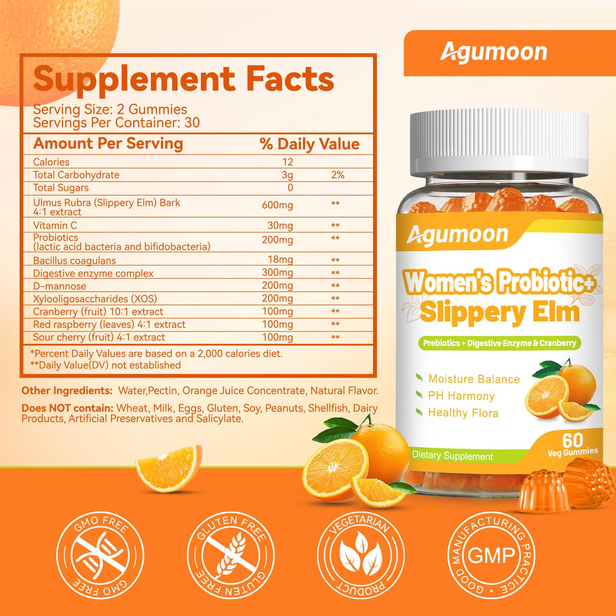 Bouteille de gummies Agumoon avec étiquette claire