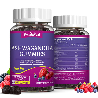 Bouteille de gummies Ashwagandha SmildeHeal 3000mg vue de face