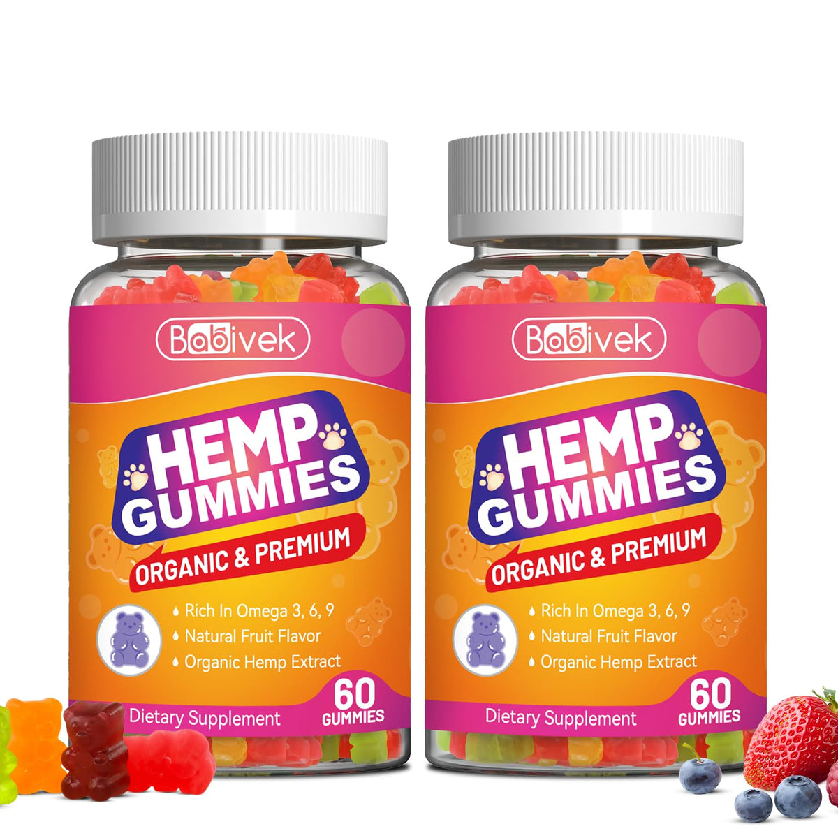 Bouteille de gummies au chanvre Babivek avec 60 unités
