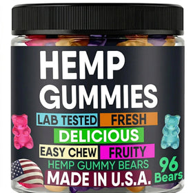 Bouteille de gummies au chanvre Healthergize avec 96 oursons