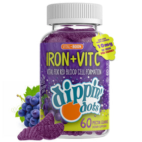 Bouteille de gummies au fer Dippin' Dots de Vital+Boon, vue avant