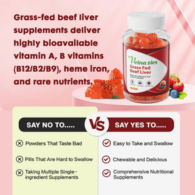 Bouteille de gummies au foie de boeuf Velna zivs avec étiquette visible
