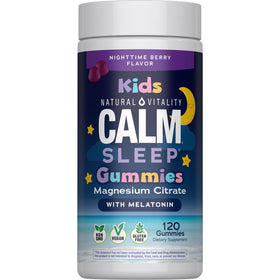 Bouteille de gummies au magnésium Calm pour enfants Natural Vitality, 120 unités