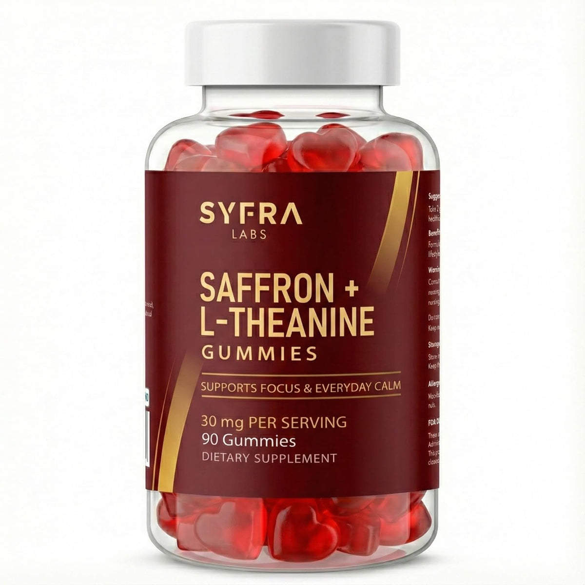 Bouteille de gummies au Safran et L-Théanine Syfra Labs vue de face