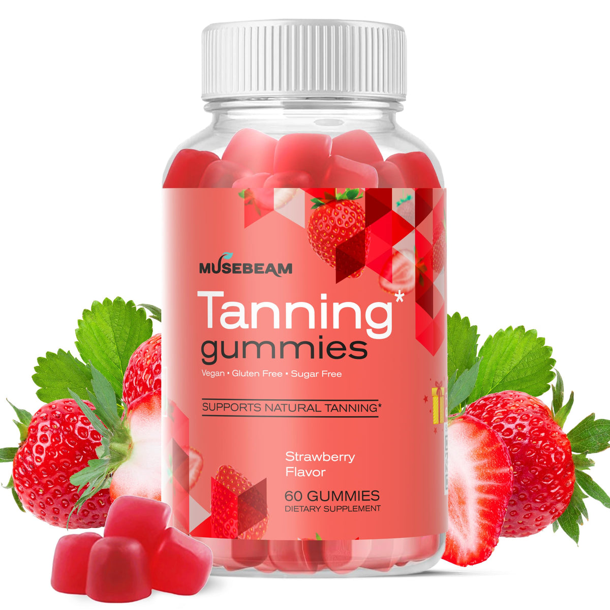 Bouteille de Gummies Auto-Bronzantes Musebeam vue de face