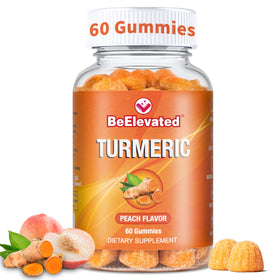 Bouteille de gummies BeElevated au curcuma et gingembre, vue de face
