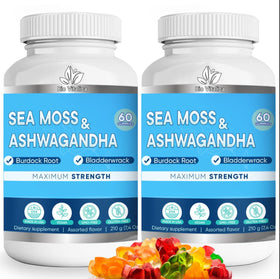 Bouteille de gummies BIO VITALICA à la mousse de mer et ashwagandha, vue de face
