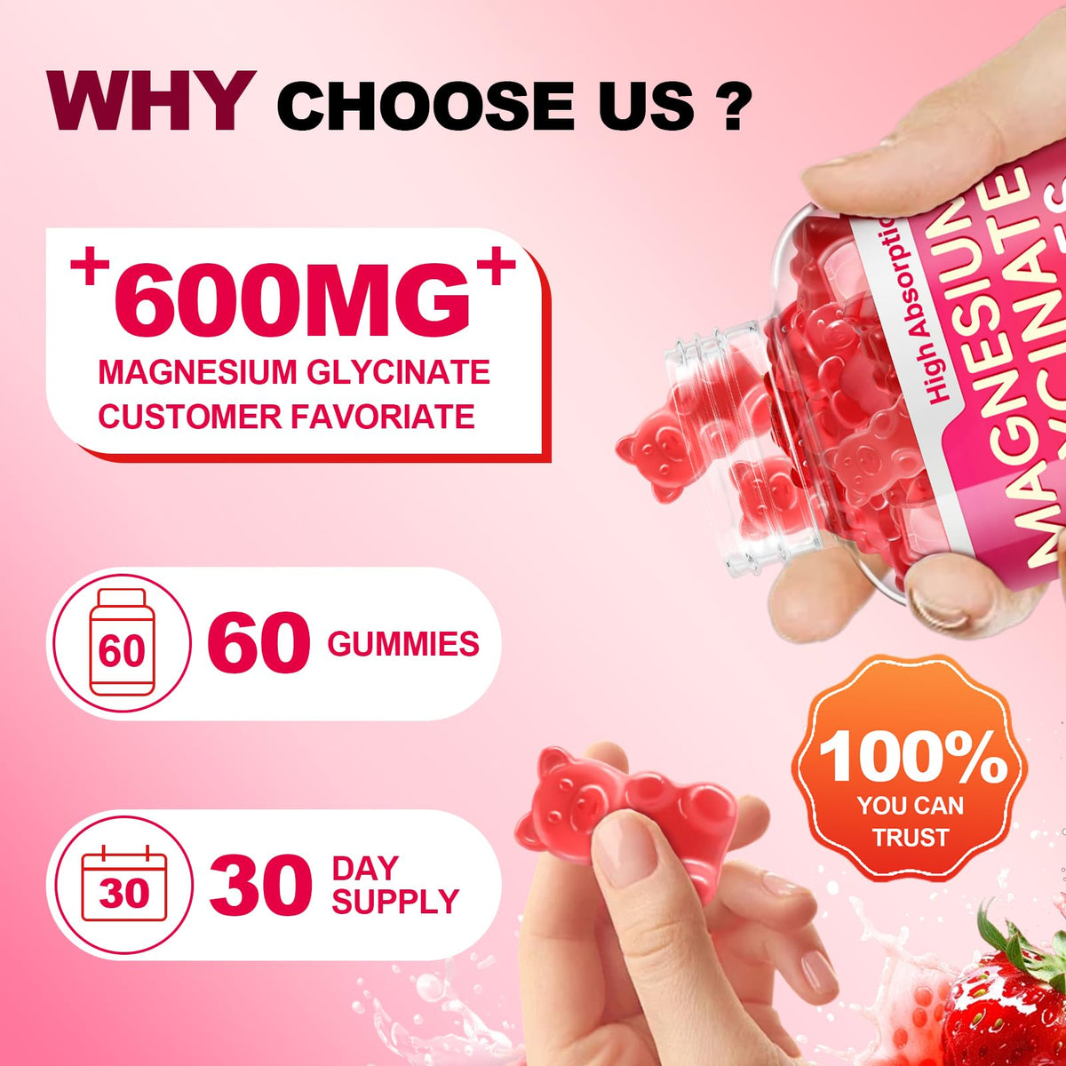 Bouteille de gummies Biokynt ouverte avec gummies visibles