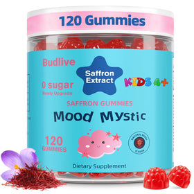 Bouteille de gummies BudLive au safran pour enfants, 120 pièces