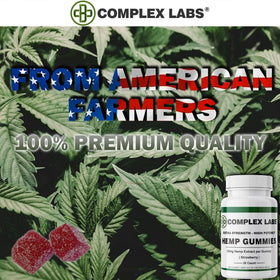 Bouteille de Gummies Cbdcomplex Labs avec label visible