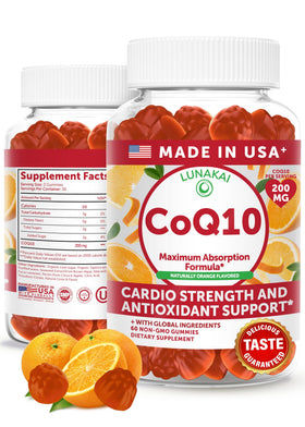 Bouteille de gummies CoQ10 Lunakai 200mg vue de face