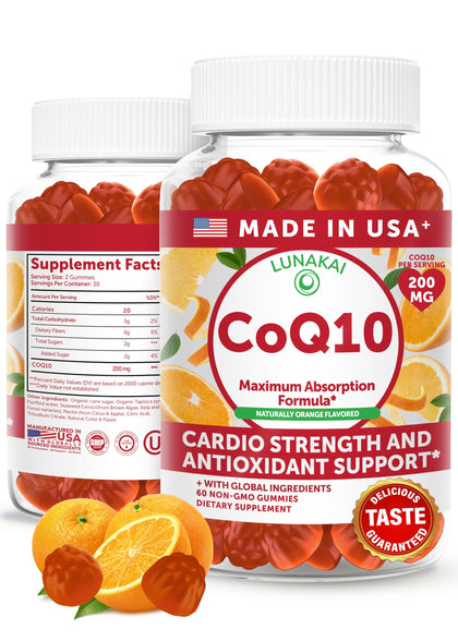 Bouteille de gummies CoQ10 Lunakai 200mg vue de face