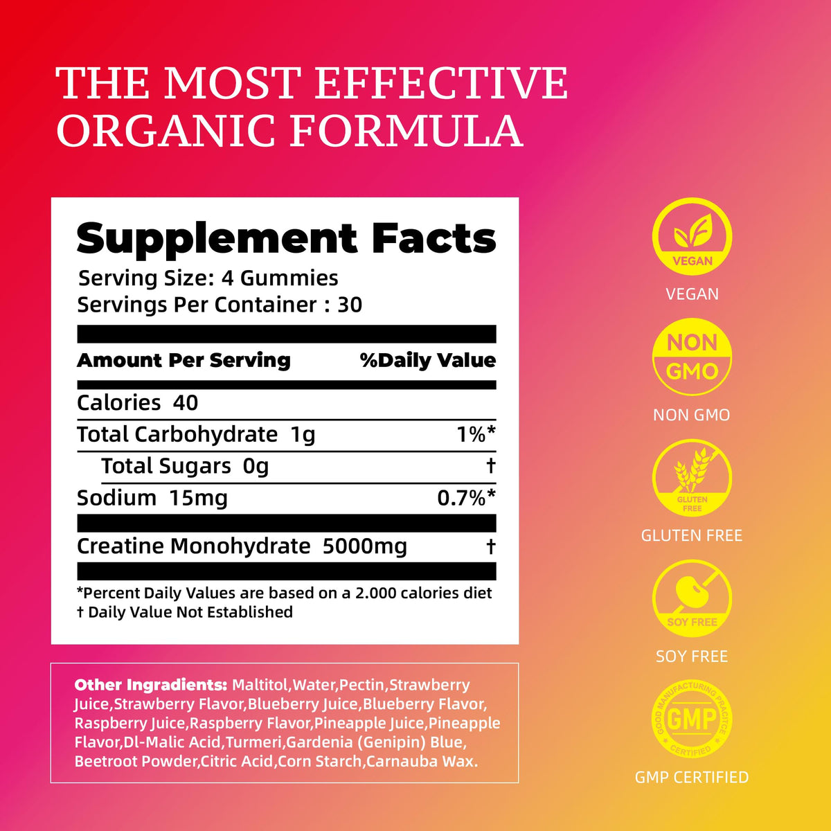 Bouteille de Gummies Créatine Monohydrate Novomins ouverte