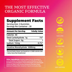 Bouteille de Gummies Créatine Monohydrate Novomins ouverte