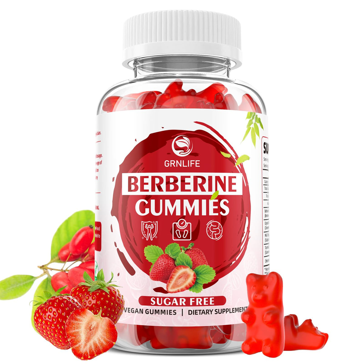Bouteille de Gummies de Berbérine GrnLife avec Cannelle de Ceylan, vue de face