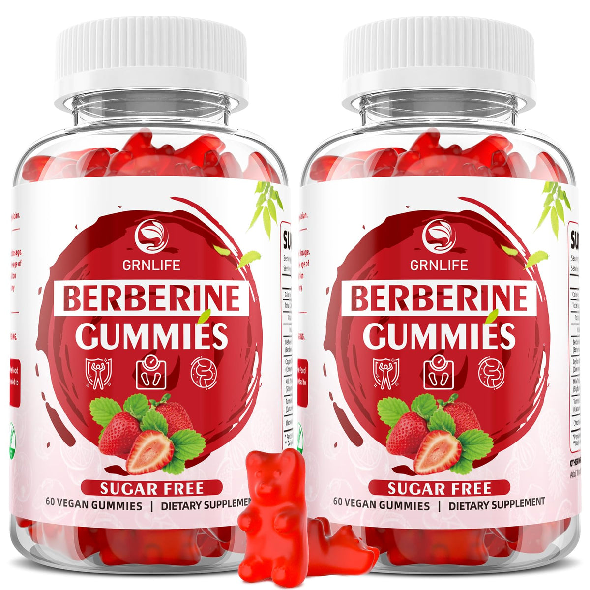 Bouteille de gummies de berbérine GrnLife avec cannelle de Ceylan, vue de face