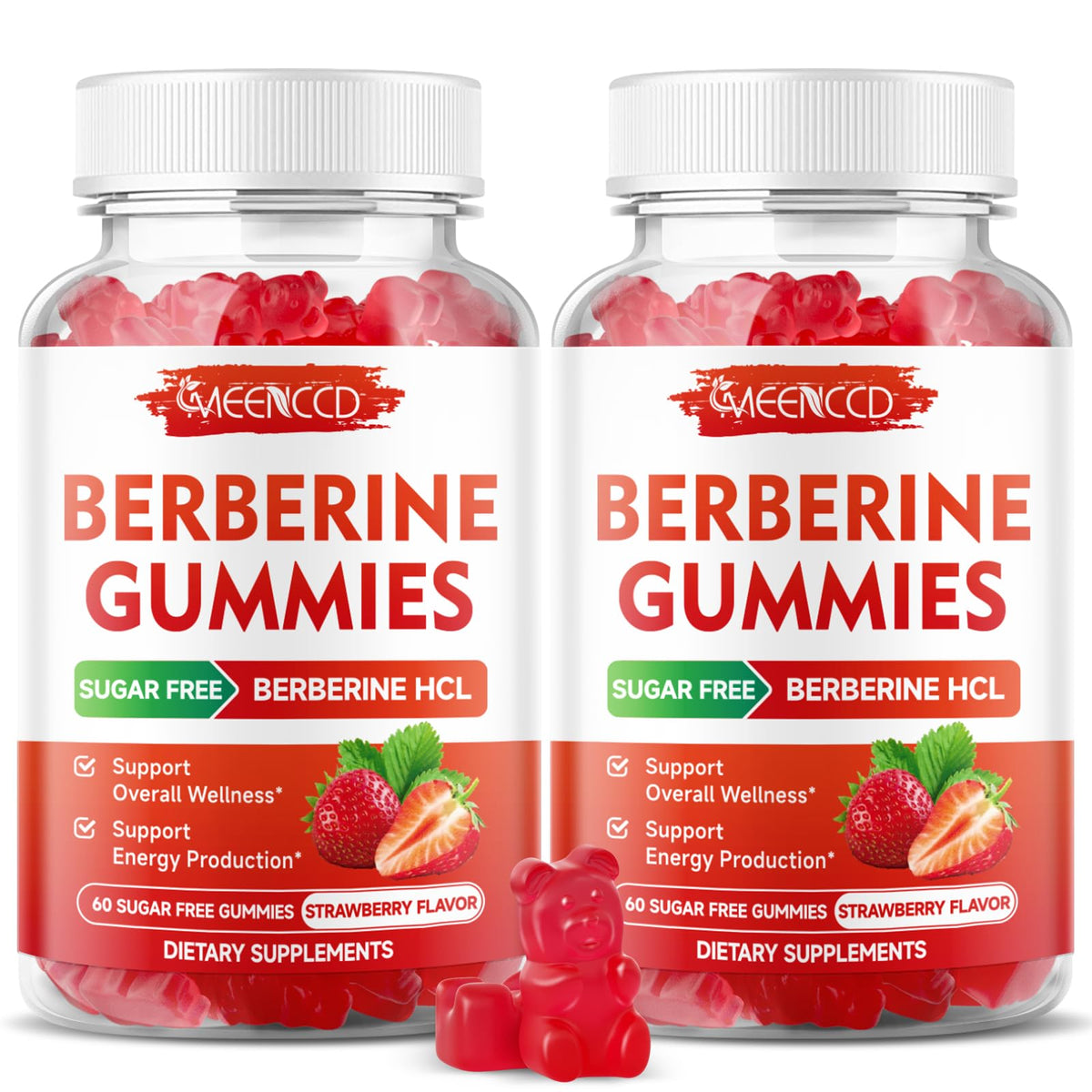 Bouteille de gummies de berbérine MEENCCD avec cannelle de Ceylan, 120 pièces