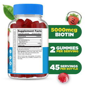 Bouteille de gummies de biotine Lifeable avec étiquette visible