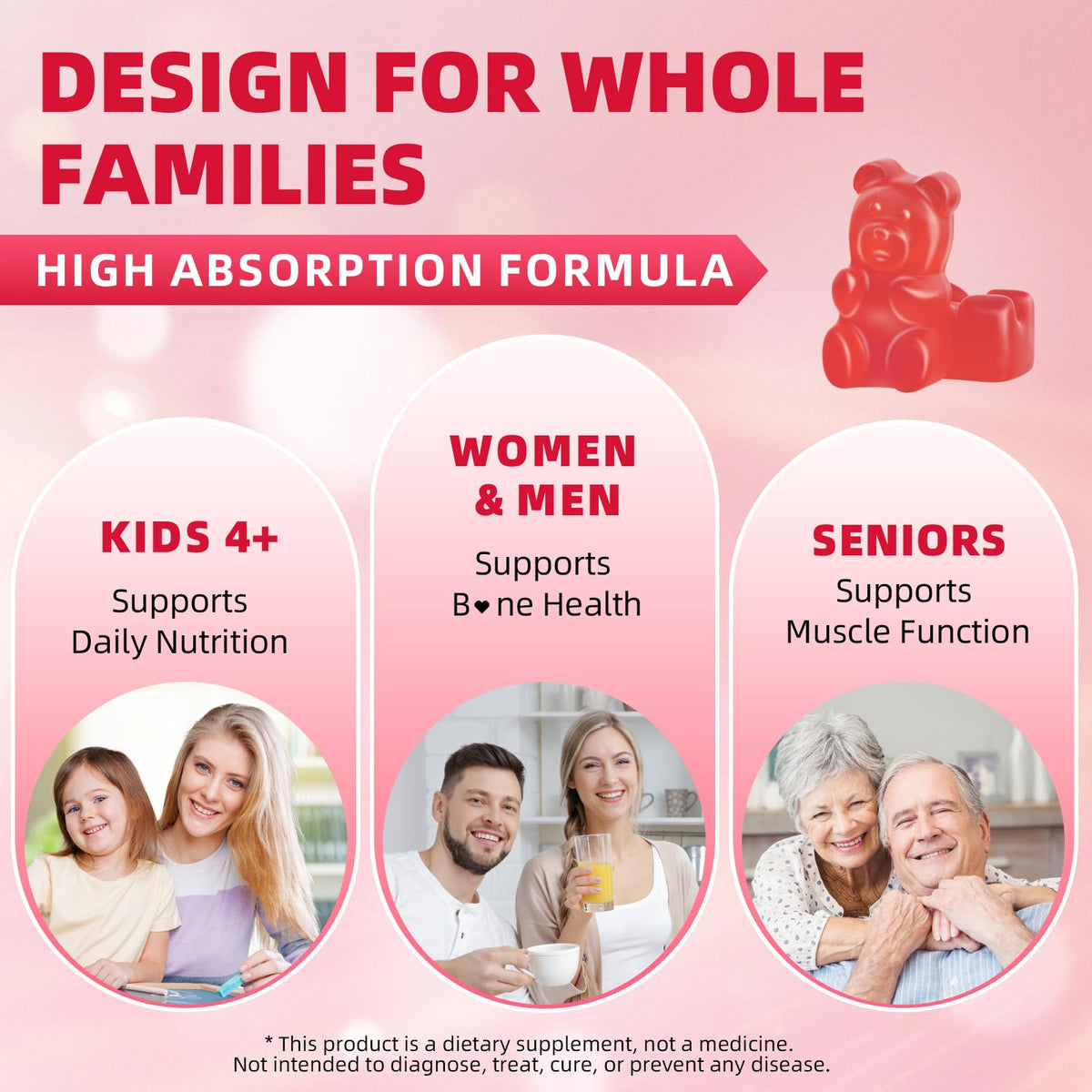 Bouteille de gummies de calcium citrate Mchokuu ouverte, gummies à l'intérieur