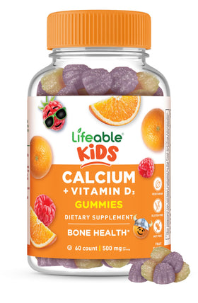 Bouteille de gummies de calcium Lifeable pour enfants, 60 gummies