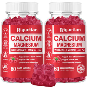 Bouteille de gummies de Calcium, Magnésium et Zinc Riyuetian vue de face
