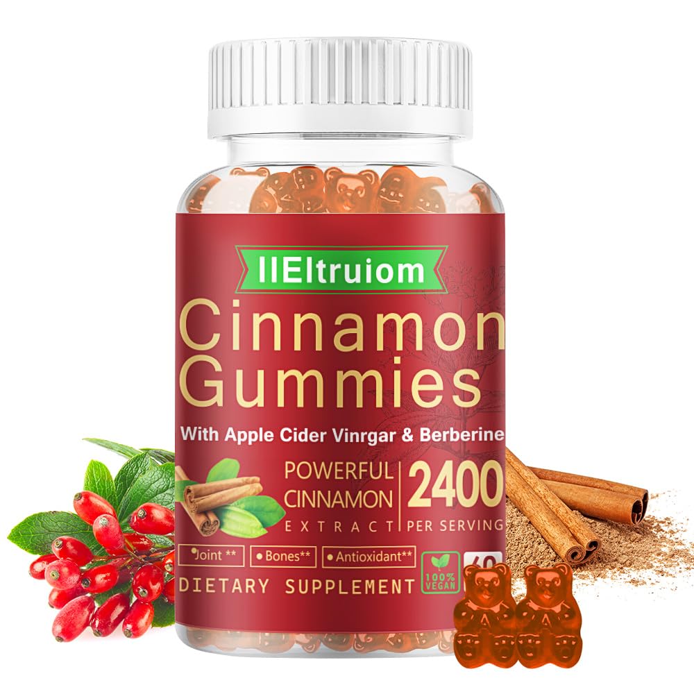 Bouteille de gummies de cannelle Ceylan IIEltruiom avec 60 gummies