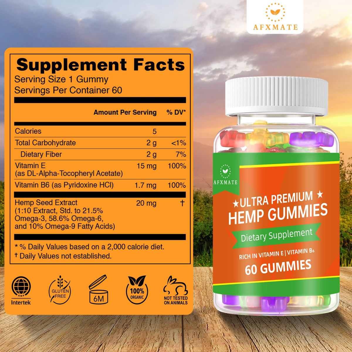 Bouteille de Gummies de Chanvre AFXMATE ouverte
