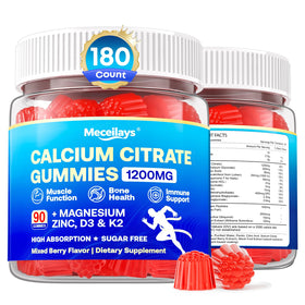 Bouteille de gummies de citrate de calcium Meceilays 1200 mg saveur baie mixte