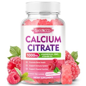 Bouteille de gummies de citrate de calcium MEENCCD avec étiquette visible