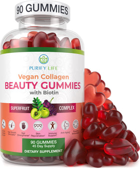 Bouteille de gummies de collagène végétalien Purify Life vue de face