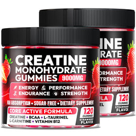 Bouteille de gummies de créatine Cytona, vue avant avec étiquette fraise