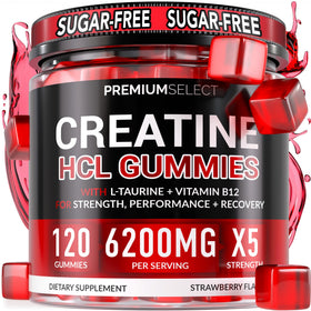 Bouteille de gummies de créatine HCL Premium Select Nutrition 6200mg vue de face