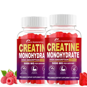 Bouteille de gummies de créatine monohydrate 180 framboise vue de face
