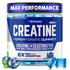 Bouteille de gummies de créatine monohydrate eterlower, 120 unités, vue de face