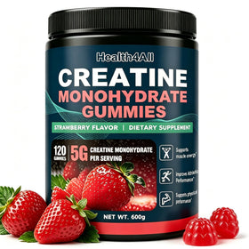 Bouteille de gummies de créatine monohydrate Health4All 120 gummies fraise