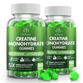 Bouteille de gummies de créatine monohydrate HMone, 160 unités, saveur pomme verte