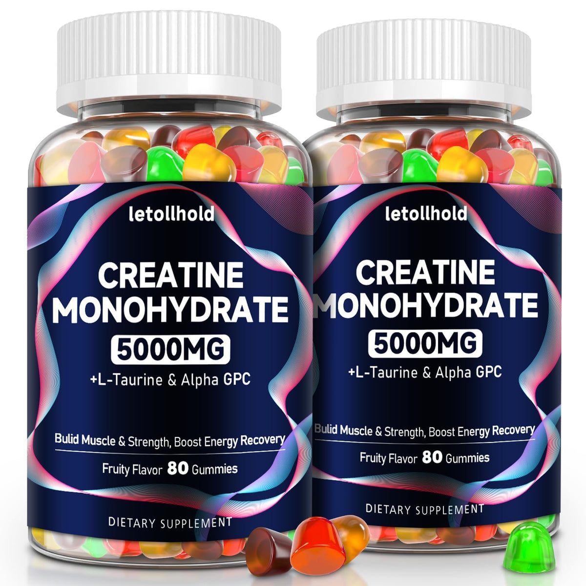Bouteille de gummies de créatine monohydrate letollhold, 80 unités