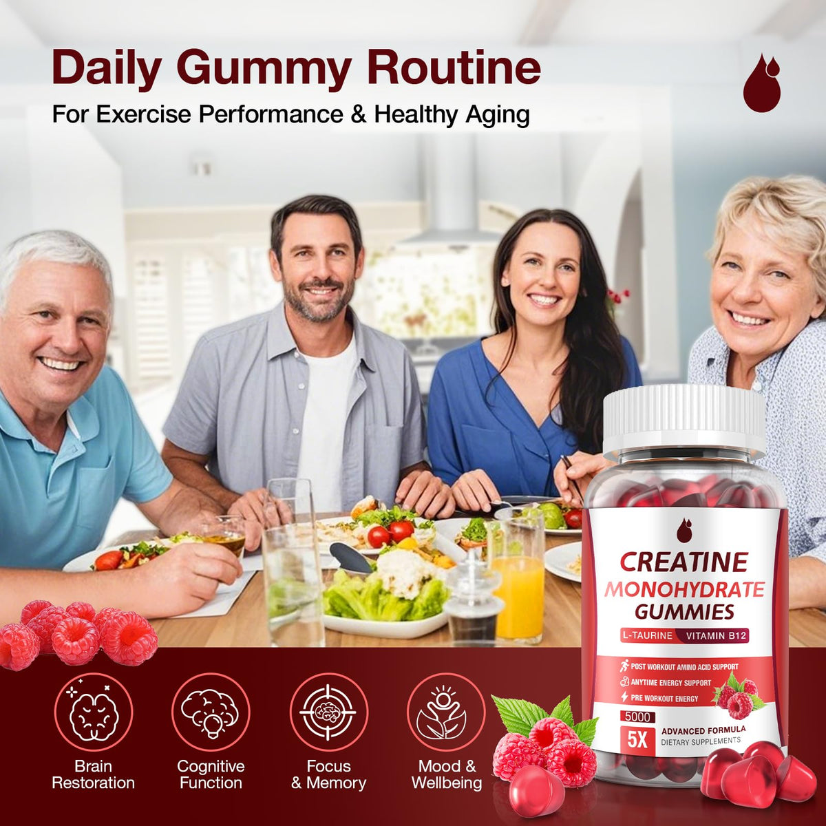 Bouteille de Gummies de Créatine Monohydrate MaxHemp ouverte