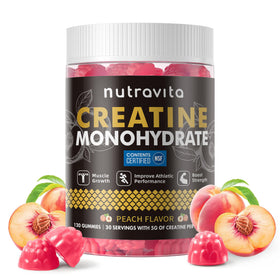 Bouteille de gummies de créatine monohydrate Nutravita, 120 gummies