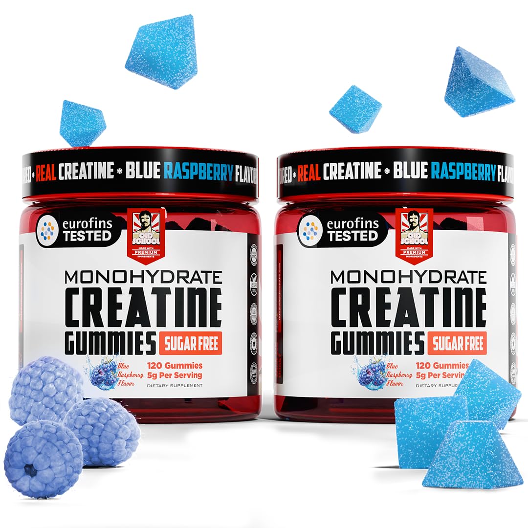 Bouteille de gummies de créatine monohydrate Old School Labs vue de face