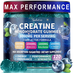 Bouteille de gummies de créatine monohydrate sudrolove vue de face
