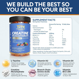 Bouteille de gummies de créatine monohydrate TPN, 120 pièces