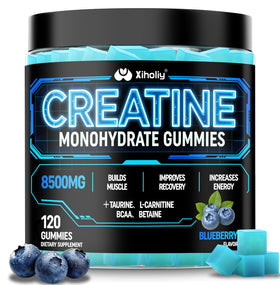 Bouteille de gummies de créatine monohydrate XIHOLIY vue de face