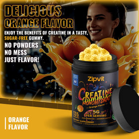 bouteille de gummies de créatine monohydrate zipvit ouverte