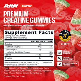Bouteille de gummies de créatine RAW, 120 pièces